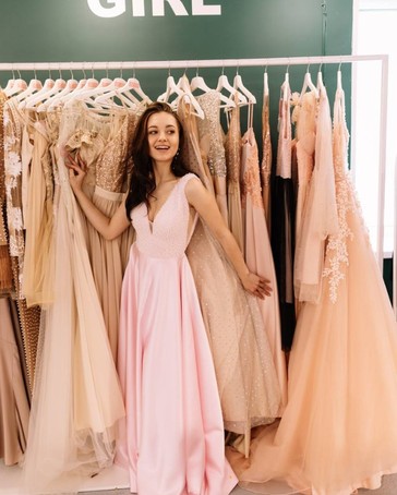 Платье в пол розового цвета, топ расшит бусинами, юбка атлас - Yes Dress